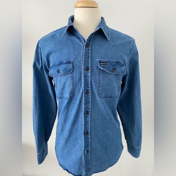 BRIXTON Men’s Standard Fit Casual Denim Style Button Down Shirt Size Medium - Picture 2 of 4